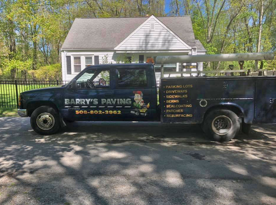 Barry's Paving and Sealcoating work truck.